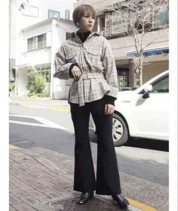 MURUA 체크 오버 셔츠 아이보리