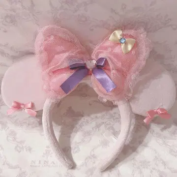 미니 핑크 리본 머리띠