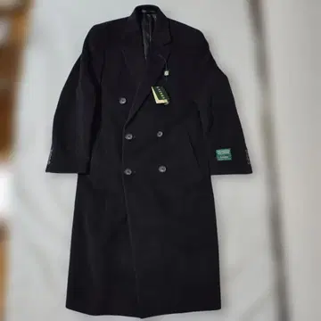랄프 로렌 블랙 더블 브레스트 캐시미어 램스울 코트 무릎 아래