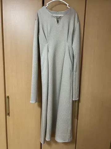 그레이 긴팔 롱 원피스