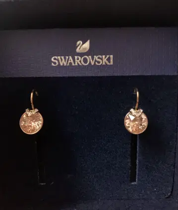 Swarovski 골드 크리스탈 장식 핑크 후크 이어링