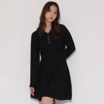 Rirandture 폴로 칼라 라메 니트 미니 원피스