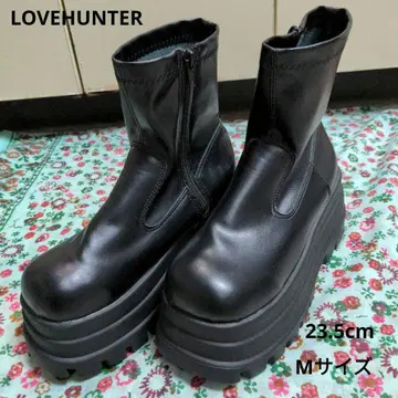 LOVEHUNTER 통굽 미들 기장 부츠 지퍼 블랙 M 23.5cm
