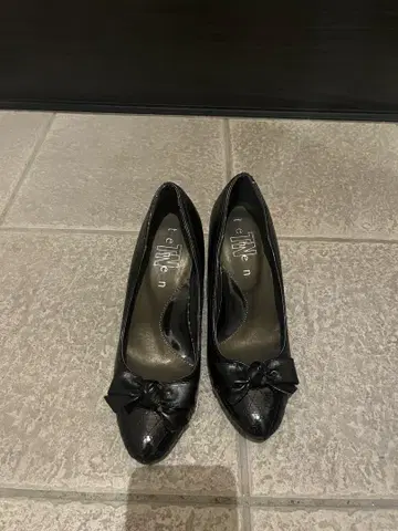 여성용 펌프스 입학식 졸업식 리본 블랙