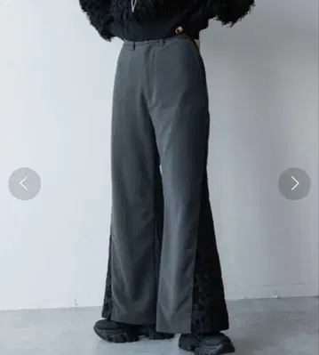 자카드 절개 팬츠