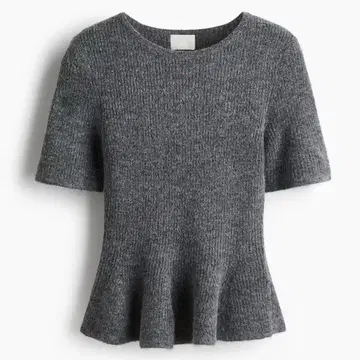 H&M 리브 니트 페플럼 상의 다크 그레이 M
