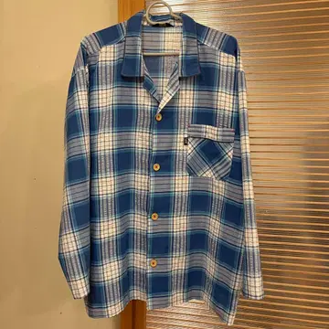 Lee 긴팔 셔츠 블루 계열 체크 파자마 셔츠 90s