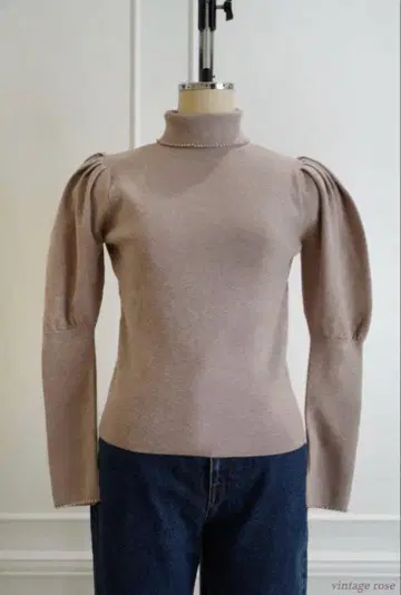 Crystal Embellished Turtleneck Knit Top
