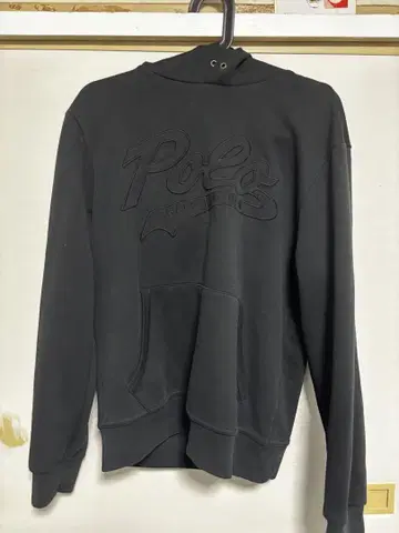 Polo 블랙 후드티 로고 자수