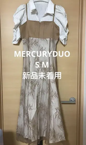 MERCURYDUO 더블 컬러 뷔스티에 도킹 파워 숄 셔츠 원피스 S