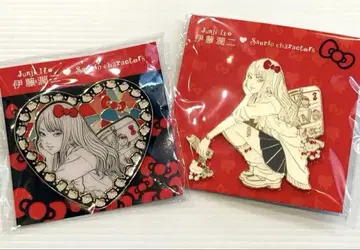 갸루 토미에 x 헬로키티 핀 배지 메탈 하트 배지 이토 준지 산리오