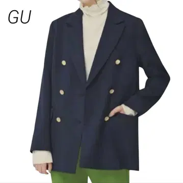 GU 골드 버튼 더블 자켓 테일러드 자켓 네이비 S 트레디셔널 깔끔한