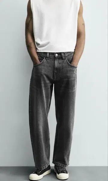 ZARA 배기핏 그레이 데님 팬츠