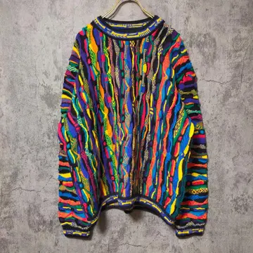 [레어] (M) COOGI 쿠지 3D 니트 스웨터 멀티 컬러