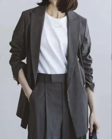 린넨 스트레치 피크 라펠 더블 자켓