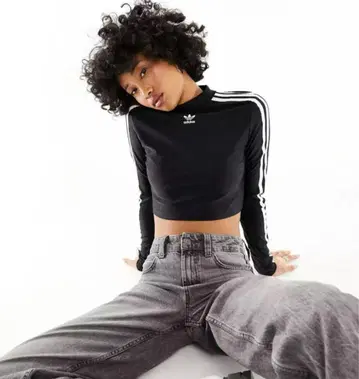 adidas 아디다스 오리지널스 크롭 긴팔 탑 일본 미입고 블랙