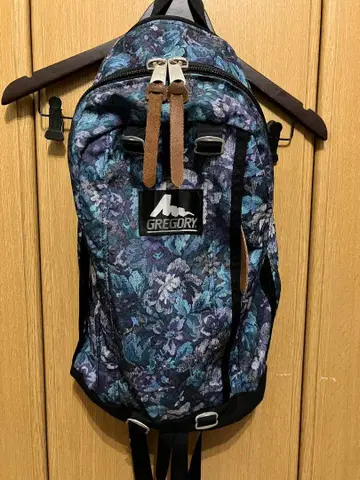 Gregory 그레고리 백팩 블루 태피스트리 꽃무늬 구 로고 레어