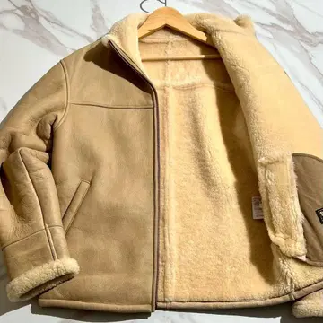 [ 새상품급/M ] 윈드아머 리얼 무스탕 자켓 램 가죽 베이지 계열
