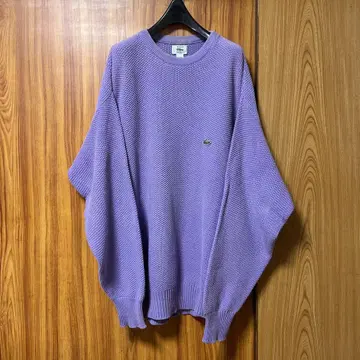 80's ~ 90's 초기 LACOSTE 퍼플 니트 맨투맨 라코스테