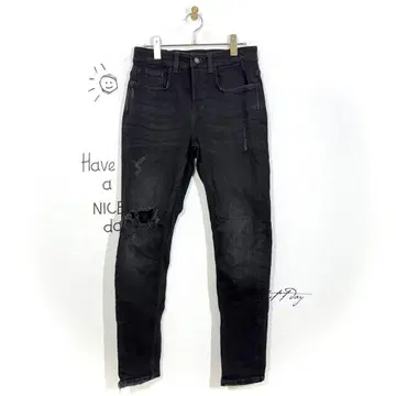 ZARA 데님 팬츠 (M) 데미지 진 블랙 스키니 모드 스타일