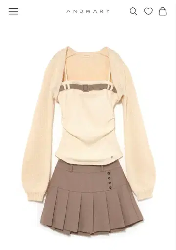 andmary Heidi belt pleats set up ivory