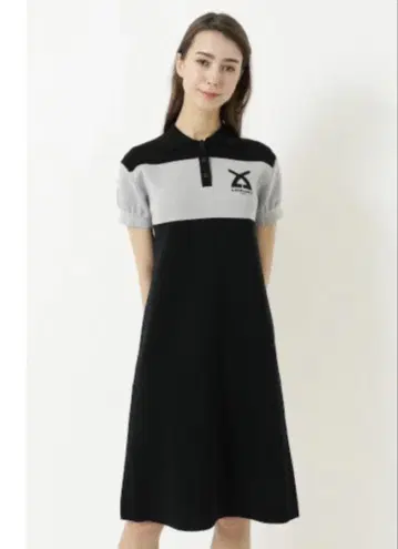 레오나르 LEONARD 로고 자수 반팔 폴로 원피스 빅 사이즈 44