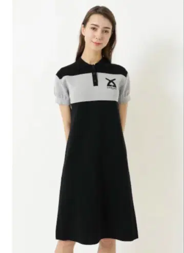 레오나르 LEONARD 로고 자수 반팔 폴로 원피스 빅 사이즈 44