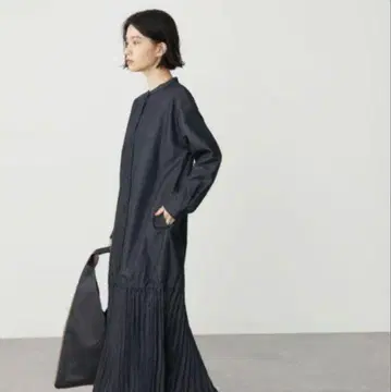 아메리칸 홀릭 플리츠 데님 원피스 롱 셔츠