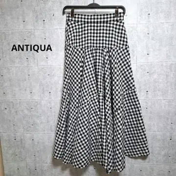 ANTIQUA 체크 플레어 스커트
