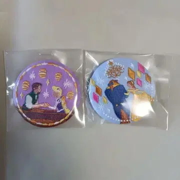 디즈니 자수 캔뱃지 라푼젤 벨 2개 세트