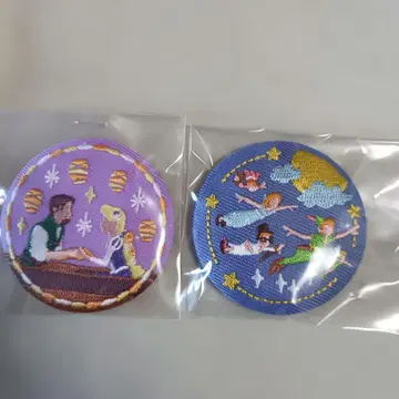 디즈니 자수 캔뱃지 라푼젤 피터 팬 2개 세트