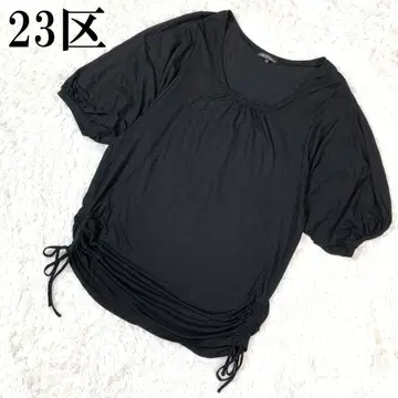 23KU 사이드 개더 티셔츠 블랙 38 B7184