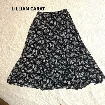 LILLIAN CARAT 리리안캐럿 화이트 꽃무늬 플리츠 롱 스커트