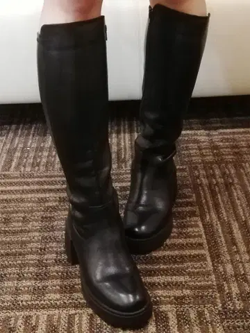 YOSUKE 통굽 스트레치 롱 부츠 24.5cm