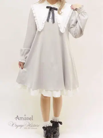 Amavel Prier Croix 탈부착 카라 원피스