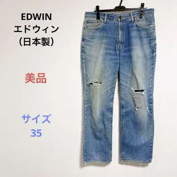 새상품급 EDWIN 에드윈 데미지 가공 남성용 청바지 G 35