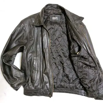 빈티지 플라이트 자켓 A-2 퀼팅 카우 가죽 블랙 L