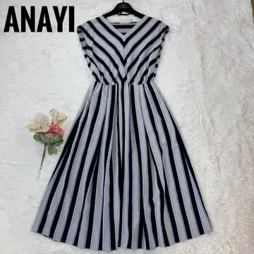ANAYI 스트라이프 슬리브리스 원피스 롱 기장 플레어 S