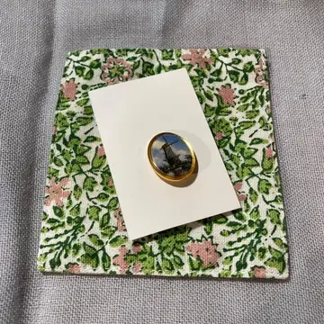 새상품 오란다풍 오벌 브로치 델프트 근처 풍차 2cm x 1.8cm