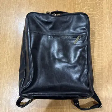 블랙 가죽 나일론 백팩