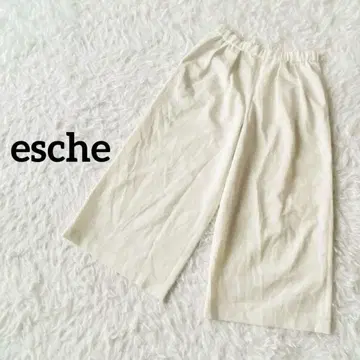 에쉬 와이드 팬츠 가우초 팬츠 허리밴딩 경쾌한 일본제 화이트 L