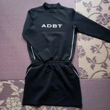 ADBT 블랙 긴팔 원피스 스포츠 웨어