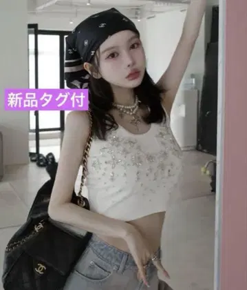 미사용 새상품 Darich 다리치 주얼리 리브 슬리브리스 상의