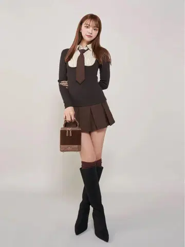 다리치 Darich 셔츠 도킹 니트 미니 원피스
