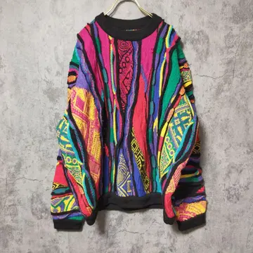 [레어] (L) COOGI 쿠지 3D 니트 스웨터 멀티 컬러