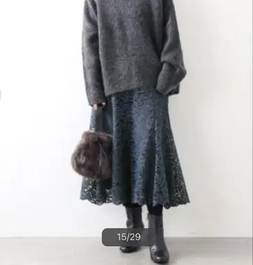 새상품 라 토탈리테 레이스 플레어 스커트 36