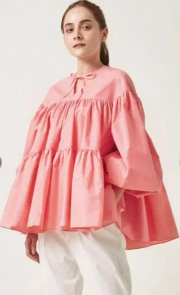 yori 볼륨 개더 블라우스 핑크