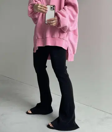 wee9s 데일리 데일리 슈퍼 스트레치 플리츠 플레어 팬츠