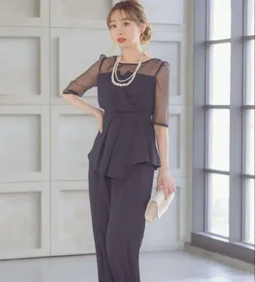결혼식 팬츠 스타일 네이비 쉬폰 셋업 S Retica