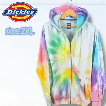 Dickies 타이다이 풀 집업 후드티 2XL 화려한 컬러풀 루즈핏
